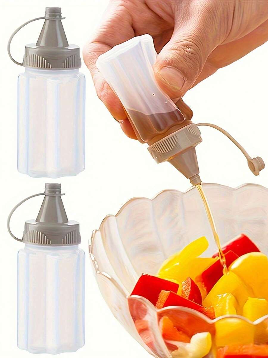 4pcs Portable Squeeze Bottles, Mini Translucent Sauce Bottles, Suitable For Outdoor Camping, Kitchen