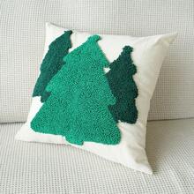 1pc Christmas Tree Chenille Embroidery Pillow Case, Christmas Holiday Decor Pillow Case, Canvas Chenille Embroidery Pillow Case, Suitable For Sofa, Bedroom And Living Room, Pillow Insert Not Included - Multicolor - View 11