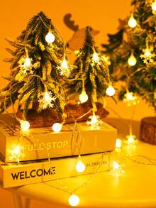 1pc Christmas Light Curtain String Light, LED Snowflake Frosted Ball Light Curtain, Battery Powered (Excluding Battery),Winter Holiday Hanging Light For Window Wall Indoor Holiday Decor,Parties, Bedrooms, Home Decor, Girls' Room Decor,XMAS Decor - White - View 9