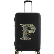 Elastic Luggage Cover, Vintage Glamorous Letter Print Luggage Protective Cover, Stretchable Dustproof Scratch-Resistant Reusable Travel Cover, Suitable For 18-32 Inch Luggage - Black - View 37