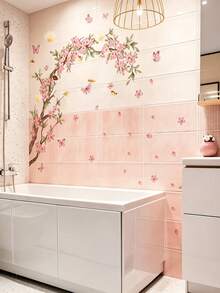 30*90cm 自黏式桃花與蝴蝶 2D 牆貼，居家背景裝飾牆貼，幼兒房裝飾 - 彩色 - 查看 4
