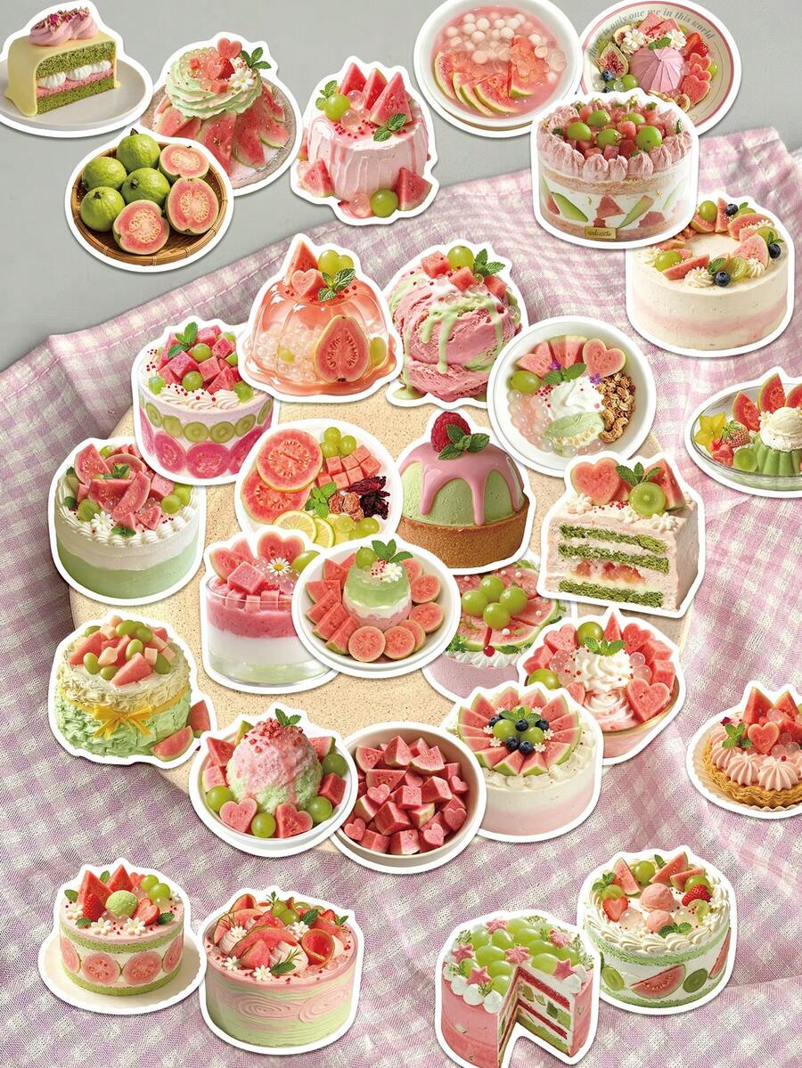 50pcs Ballet Theme Stickers Decoration Phone Case Water Bottle Planner Scrapbook Diary Journal Notebook Luggage Earphone Skateboard Guitar Envelope Greeting Card - Guava Theme - View 1