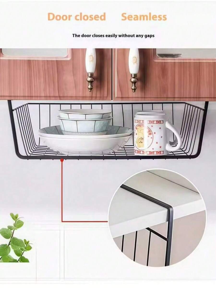 Kitchen Wall-Mounted Storage Rack No-Drill Shelf/Wardrobe Storage Rack Divider/Storage Rack/Kitchen/Bookshelf/Bathroom/Storage Rack/Dormitory Desk Hanging Rack/Organizer Rack/Cabinet Shelf Under-Hanging Basket/
