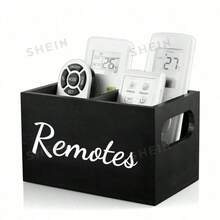 1pc Remote Control Storage Box, TV Remote Control Organizer, Desktop Remote Control Holder, Wooden Bedside Table Remote Control Box, Bedside Storage Box - Multicolor - View 1