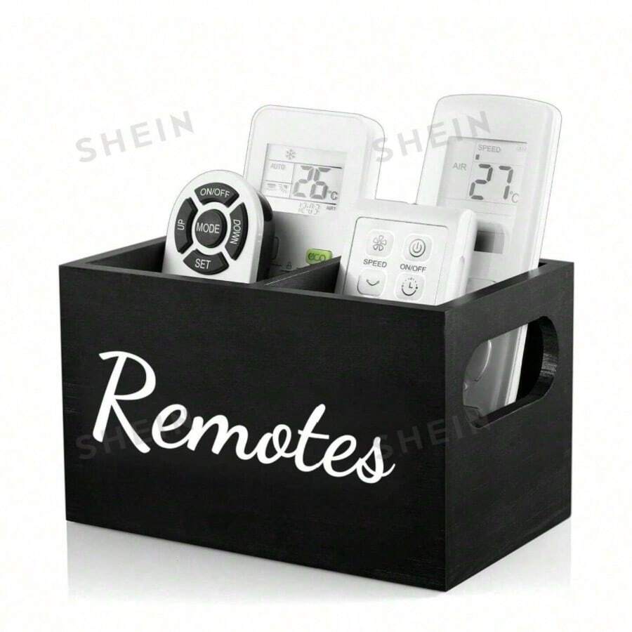 1pc Remote Control Storage Box, TV Remote Control Organizer, Desktop Remote Control Holder, Wooden Bedside Table Remote Control Box, Bedside Storage Box - Multicolor - View 1