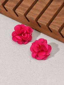 1 Pair Minimalist 3D Flower Stud Earrings, Niche High-End Cold Aesthetic Fashion Ear Jewelry - Earrings - View 9