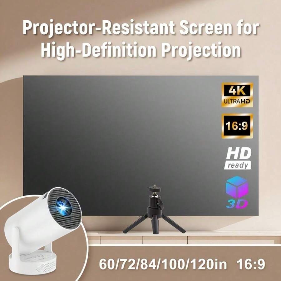 شاشة عرض 80/133 بوصة عالية الوضوح، مضادة للانعكاس، مناسبة لتأثير عرض 4K، تعظم حركة الصورة وتأثير ثلاثي الأبعاد المجسم، تدعم التصميم القابل للطي، مناسبة للمسرح المنزلي والاستخدام الخارجي والمكتب والفصل الدراسي - مشاهدة 1