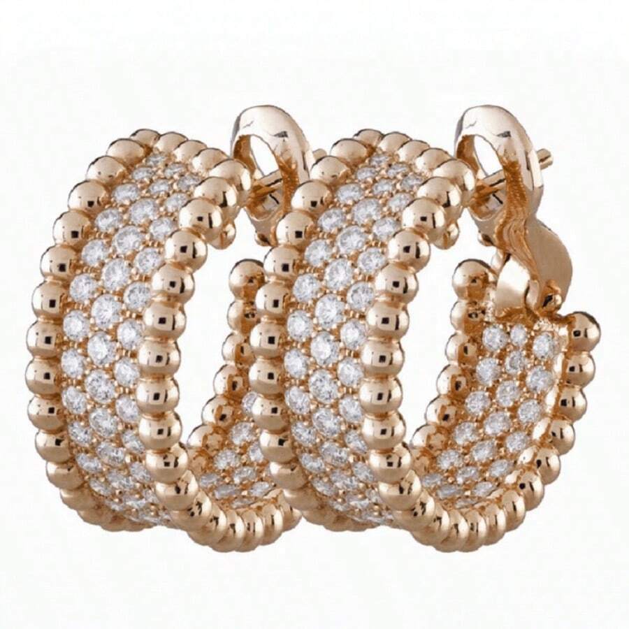 Luxurious Romantic Gold-Tone Heart-Shaped Ear Clips - Gold - View 1