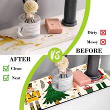 1pc Merry Christmas Faucet Mat, Nutcracker Sink Faucet Absorbent Pad, Drainage Mat, Suitable For Kitchen, Bathroom Sink, Countertop, Drainage Mat, Diatomaceous Earth Material, Trimmable, Quick Dry Mat - Multicolor - View 8