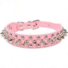 IDestry Adjustable Leather Dog Collar, PU Leather Punk Rivet Spike Dog Collar, Suitable For Small, Medium, Large Dogs And Cats, Adjustable Leather Pet Dog Collar Neckband - Multicolor - View 9