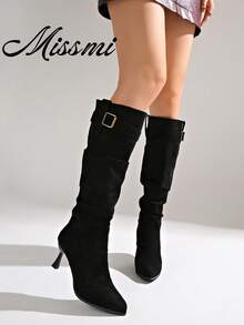 Autumn/Winter New High-Top Boots Thick Heel High Heel Women's Boots Plus Size - Black - View 1