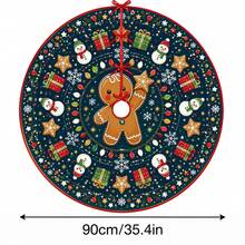 1 buah Alas Pohon Natal Motif Manusia Kue Jahe Kartun Biru Tua, Dekorasi Liburan Warna Elegan, 5 Ukuran, Hadiah Liburan Unisex, Cocok Untuk Dekorasi Natal di Rumah dan Pesta - Manusia Kue Jahe Kartun Biru Tua - View 14