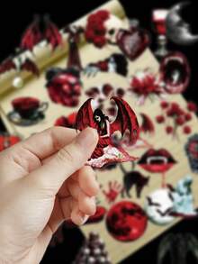 50pcs Dark Vampire Stickers For Journal, Diary, Scrapbook, Planner, Luggage, Envelope, Greeting Card, Notebook, Tablet, Water Bottle - Dark Vampire - View 4