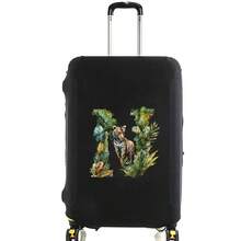 Elastic Luggage Cover, Jungle Tiger Letter Print Luggage Protective Cover, Stretchable Dust-Proof Scratch-Resistant Reusable Travel Cover, Suitable For 18-32 Inch Luggage - Black - View 103