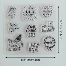 Merry Christmas Transparent Silicone Stamp, Xmas Tree Snowflake Gift Pattern Clear Seal For Handmade Card Album Notebook Decor - SD-2 - View 23