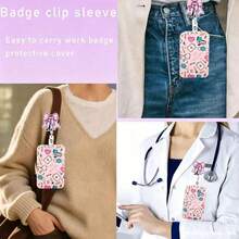 1 Set Pink Bow Stethoscope Design Acrylic Retractable Badge Clip And Sliding Cover ID Card Holder, Suitable For Nurses, Doctors, Students, Teachers, Fits Employee Badge, Card Holder, Card Storage Box, Wallet, Business Card Holder, Credit Card Holder, ID Card Holder - A - View 9