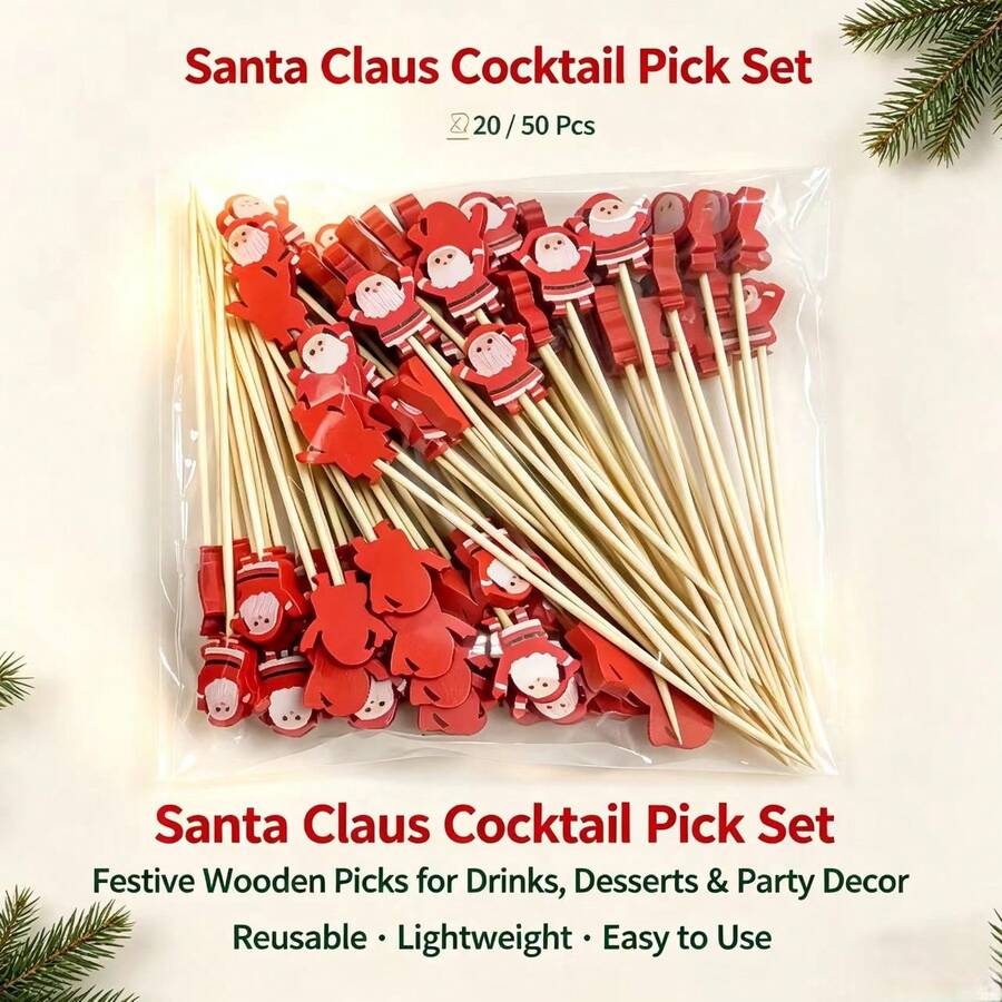 Christmas Tree Shaped Food Picks, Christmas Bamboo Cocktail Picks, Red Green White Christmas Tree Cupcake Cake Picks, Suitable For Christmas Holiday Party Table Decor Dessert Fruit Sandwich Forks - Multicolor - View 1