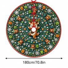 1pc Cartoon Reindeer Gift Snowflake Pattern Christmas Tree Skirt, Elegant Color Holiday Decoration, 5 Sizes, Unisex Holiday Gift, Suitable For Home And Party Christmas Decor - Cartoon Reindeer Gift Snowflake - View 11