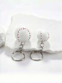 New Sports Style DIY Handmade Realistic Mini Leather Baseball Keychain, 1pc, Personalized Creative Padded Baseball Key Pendant Anti-Loss, Creative Valentine's Day Gift For Lover And Friends, Commemorative Souvenir, Creative Gift For Girlfriend, Holiday Gift, Phone And Car Accessory Key Ring - Multicolor - View 1