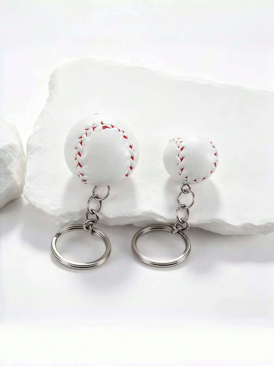 New Sports Style DIY Handmade Realistic Mini Leather Baseball Keychain, 1pc, Personalized Creative Padded Baseball Key Pendant Anti-Loss, Creative Valentine's Day Gift For Lover And Friends, Commemorative Souvenir, Creative Gift For Girlfriend, Holiday Gift, Phone And Car Accessory Key Ring - Multicolor - View 1