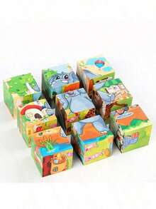 Wooden Building Blocks Puzzle, Suitable For 1-3-5 Years Old Toddlers, Montessori Learning Game, Educational Interactive Toy, Preschool Children Cube Puzzle - Multicolor - View 3