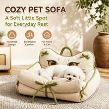 Hepet tragbares Haustierbett für Auto & Zuhause, handgehaltenes Haustiersofa mit Katzenmuster, warm für Herbst & Winter, kratzfest & langanhaltend & atmungsaktiv & bequem, leicht zu reinigen, Hundebett, geeignet für kleine, mittlere Hunde und alle Katzen, Halloween Dekorationen, Katzenbett - Verschiedenfarbig - Übersicht 3