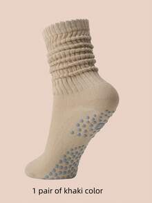 1/3 Pairs Women's All Season Pilates Sports Silicone Grip Yoga Socks, Non-Slip Ballet Pilates Exercise Socks, Fall - Multicolor - View 20