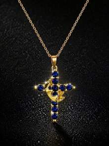1 buah Kalung Kristal Warna-warni Salib Mahkota yang Dapat Diputar untuk Anak Perempuan, Kalung Religius Kristen untuk Meredakan Stres, Cocok untuk Pesta, Kencan, Prom, dan Dekorasi Sehari-hari - Satu-Ukuran - View 3
