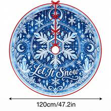 1件夢幻藍冰雪花圖案聖誕樹裙，優雅配色節日裝飾，5種尺寸，中性節日禮物，適用於居家與派對聖誕裝飾 - 夢幻藍調冰雪雪花 - 查看 12
