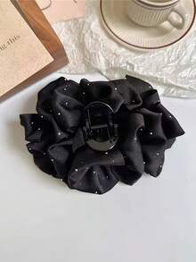 1pc Shiny Starry Heart Rhinestone Bubble Hair Claw Clip, Elegant Daily Large Size Hair Clip For Women - Black - View 2