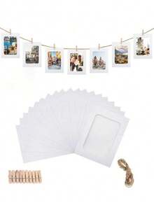 30/10pcs Paper Picture Frames, Cardboard Photo Frames DIY Clip Photo Holders Hanging Photo Display Banner, Paper Photo Banner, Hanging Photo Wall For Wedding, Birthday, Holiday Parties, Home Decor, Home, And Wall Decor (With Clips And T) Room Decor - Multiple Styles - View 5