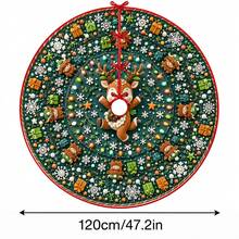 1pc Cartoon Reindeer Gift Snowflake Pattern Christmas Tree Skirt, Elegant Color Holiday Decoration, 5 Sizes, Unisex Holiday Gift, Suitable For Home And Party Christmas Decor - Cartoon Reindeer Gift Snowflake - View 12