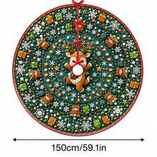 1pc Cartoon Reindeer Gift Snowflake Pattern Christmas Tree Skirt, Elegant Color Holiday Decoration, 5 Sizes, Unisex Holiday Gift, Suitable For Home And Party Christmas Decor - Cartoon Reindeer Gift Snowflake - View 14