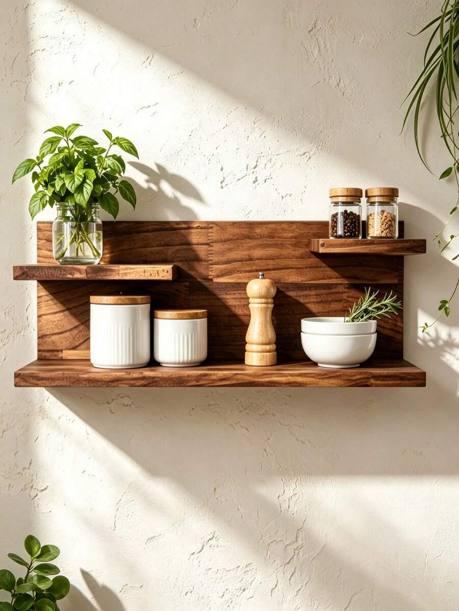 Wooden Rustic Bookshelf, Decorative Shelf/Wall Display Rack, Wooden Wall-Mounted Decorative Shelf, Farmhouse/Rustic/Country Wall Decor - View 1