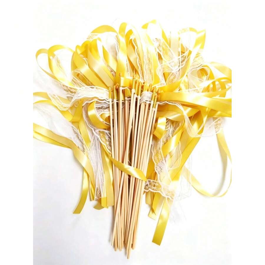 20PCS/40PCS/60PCS Tongkat Sihir Pita dengan Pita Renda 3 Lapis dan Lonceng Emas, Tongkat Sihir Pesta, Tongkat Pita Hadiah Pesta, Tongkat Sihir Peri, Cocok untuk Dekorasi Pernikahan, Hadiah Terbaik, Dekorasi Rumah, Dekorasi Kamar, Dekorasi Ulang Tahun Pengantin, Ulang Tahun Wisuda, Dekorasi Pesta, Dekorasi Pesta Lajang - View 1