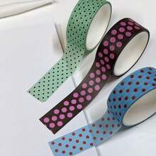 Aesthetic Multi-Color Polka Dot Washi Tape Roll, Cute Dot Pattern Decorative Masking Tape, Removable Self-Adhesive Paper, Suitable For Diary, Notebook, Photo Album Decoration - A - View 3