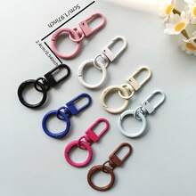 8pcs New Macaron Color Painted Door Buckle Spring Clip Keychain Pendant, Creative Colorful Ring Bag Accessory (Random Color) - Multicolor - View 4