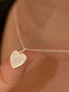 1 Customized Personalized Stainless Steel Heart-Shaped Necklace, Engraved With Customized Content, Romantic Gift, Anniversary Jewelry - Multicolor - View 3