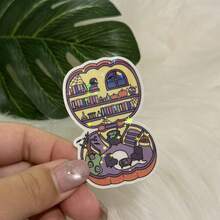 Stiker Vinyl Lucu Bertema Buku Perpustakaan Mini yang Menyeramkan - Stiker Datar 2D, Untuk Ponsel, Laptop, Koper, Hadiah, Mobil, Gelas, Helm - Film Bintang - View 1