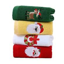 Christmas Gift Embroidered Towel 32*45cm 100% Cotton 32-Ply Face Towel - Green - View 6