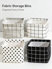 Polka Dot Storage Box With Handle, Foldable Storage Basket, Modern Open-Top Organizer, Polyester Canvas Material, Suitable For School, Office, Vanity, Room Decor, Home Decor, Cosmetics, Handicrafts, Shelf Basket, School Supplies - Multicolor - View 10