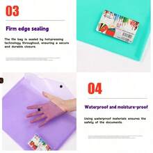 5PCS Transparent Snap Button Document Bags, Portable, PP Material, Multi-Color Options, Suitable For Office Filing, Home Storage, Document Organization, Can Be Used As Christmas Gift, Storage Of Receipts, Back To School Season, School Supplies - Sets - View 3