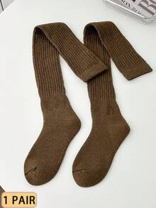 1/2/4 Pairs Women's Over-The-Knee Socks, Thickened Warm Double-Needle Solid Color Minimalist Thigh High Socks For Autumn/Winter, Can Be Paired With Boots, Daily Wear - Multicolor - View 16