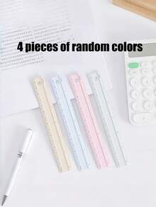 1pc/3pcs/4pcs High Quality Metal Aluminum Ruler - 15/20/30cm Optional, Office Measurement Drawing Stationery, Student Supplies Ruler, Back To School - Pink - View 13