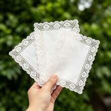 300pcs White Disposable Lace Paper Placemats, Rectangular Decorative Table Mats, Elegant Cake, Dessert, Coffee, Craft, Wedding Tableware, Party Decoration And Food Serving Paper Pads - White - View 10