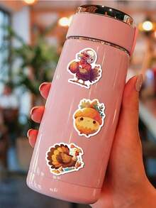 50Pcs Harvest Fall Thanksgiving Stickers, Thanksgiving Holiday Animal & Leaf Waterproof Stickers For Phone, Kindle, Notebook - Multicolor - View 5