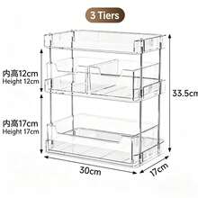Kệ lưu trữ nhiều tầng để bàn dung tích lớn 3 tầng, hộp ngăn kéo đa năng, hộp lưu trữ mỹ phẩm và chăm sóc da, kệ sắp xếp mặt bàn phòng tắm, kệ gia vị nhà bếp - Giá đựng đồ trong suốt - Xem 7