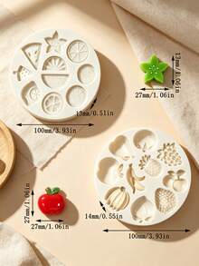 Fruit Shape Silicone Mold Set, Mini Cake Fondant Chocolate Candy Mold, Cake Decorating Tool & Baking Tray For DIY Dessert Decor, Reusable Easy Clean Kitchen Baking Supplies - Beige - View 9