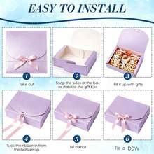 Set Of 5 High‑End Light Lavender Gift Boxes With Lids, 11.5*11.5*5 Cm, Come With Ribbons, For Wedding, Birthday, Party, Christmas, Bridesmaid, Back‑To‑School, Graduation & Valentine's Day Gifts - Multiple Styles - View 7