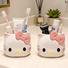 Sanrio Hello Kitty Pen Holder, Bowknot Desktop Storage Box, Multi-Functional Stationery & Makeup Brush Plastic Organizer, Suitable For Desk, Home & Office Decoration, Desktop Decorative Ornament - Multicolor - View 7